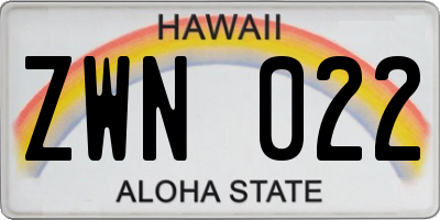 HI license plate ZWN022