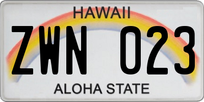 HI license plate ZWN023