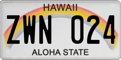 HI license plate ZWN024