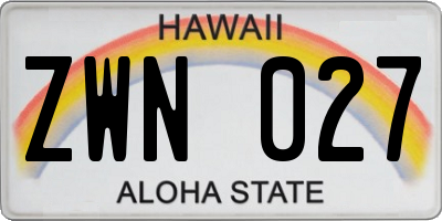 HI license plate ZWN027