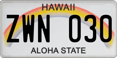 HI license plate ZWN030