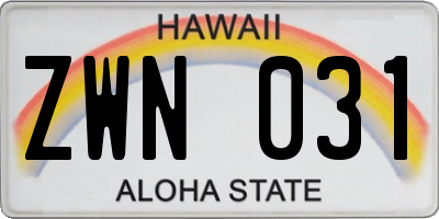 HI license plate ZWN031