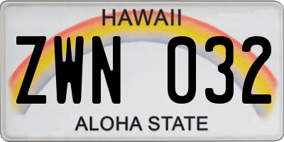 HI license plate ZWN032