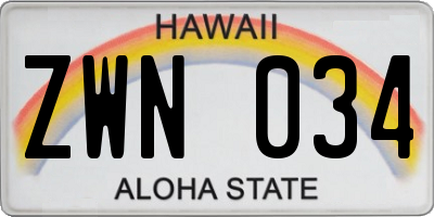 HI license plate ZWN034