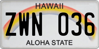HI license plate ZWN036