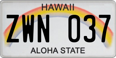 HI license plate ZWN037