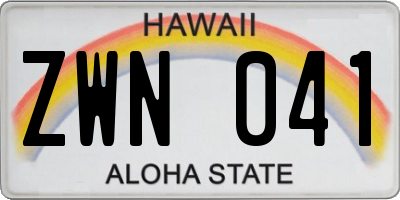 HI license plate ZWN041