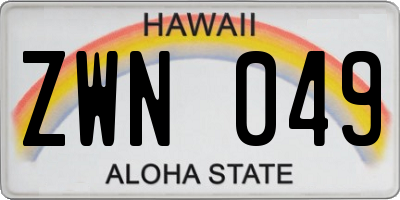 HI license plate ZWN049