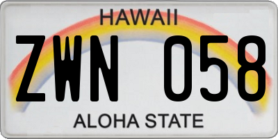 HI license plate ZWN058