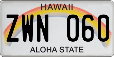 HI license plate ZWN060