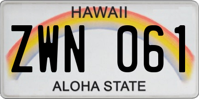 HI license plate ZWN061