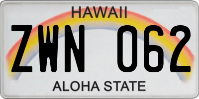 HI license plate ZWN062