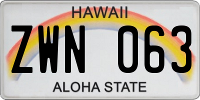 HI license plate ZWN063