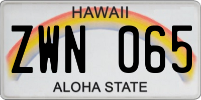 HI license plate ZWN065