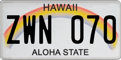 HI license plate ZWN070