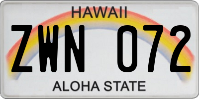 HI license plate ZWN072