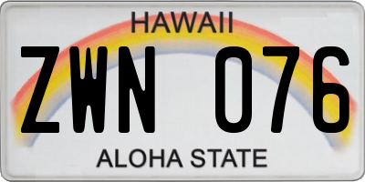 HI license plate ZWN076