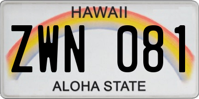 HI license plate ZWN081