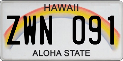 HI license plate ZWN091