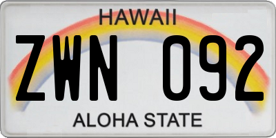 HI license plate ZWN092