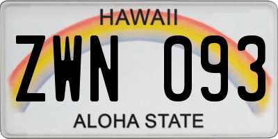 HI license plate ZWN093