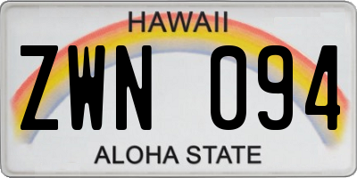 HI license plate ZWN094