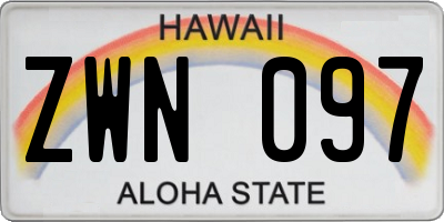 HI license plate ZWN097