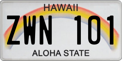 HI license plate ZWN101