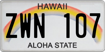 HI license plate ZWN107