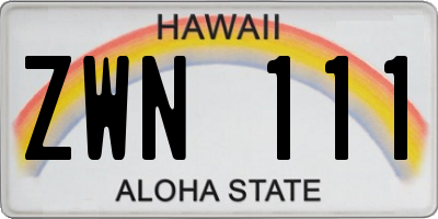 HI license plate ZWN111