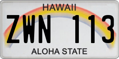 HI license plate ZWN113