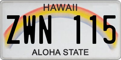 HI license plate ZWN115