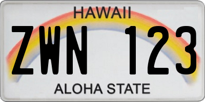 HI license plate ZWN123