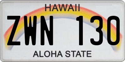 HI license plate ZWN130