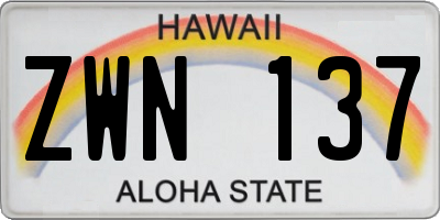 HI license plate ZWN137