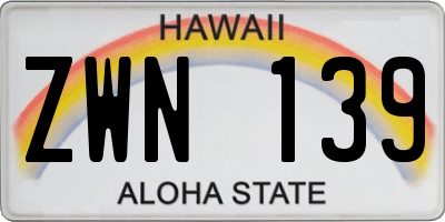 HI license plate ZWN139
