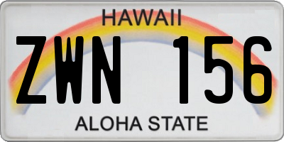 HI license plate ZWN156