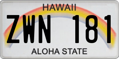 HI license plate ZWN181
