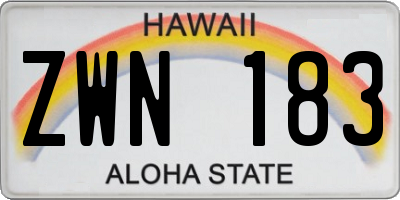 HI license plate ZWN183