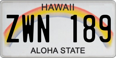 HI license plate ZWN189