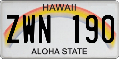 HI license plate ZWN190