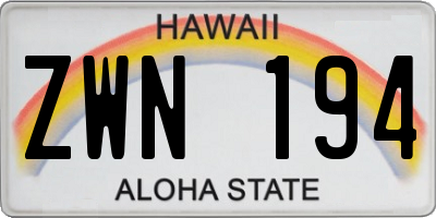 HI license plate ZWN194
