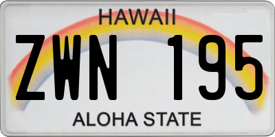 HI license plate ZWN195