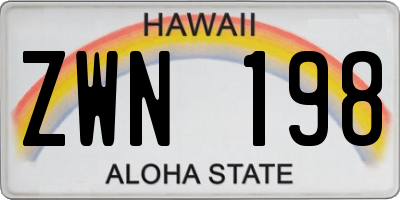 HI license plate ZWN198