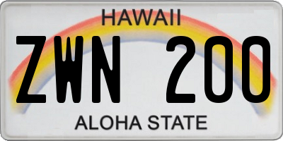 HI license plate ZWN200
