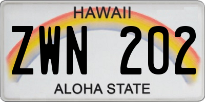 HI license plate ZWN202