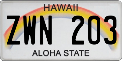 HI license plate ZWN203