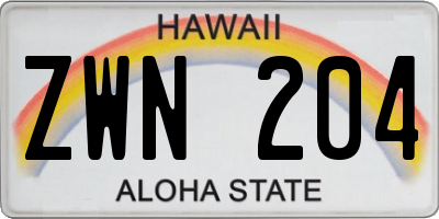 HI license plate ZWN204