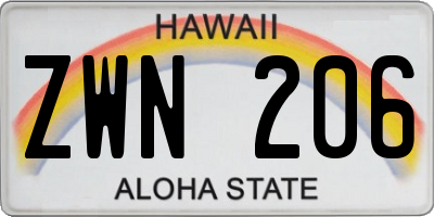 HI license plate ZWN206