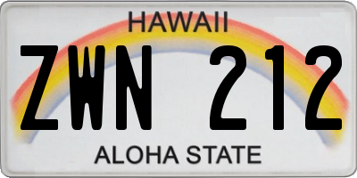 HI license plate ZWN212